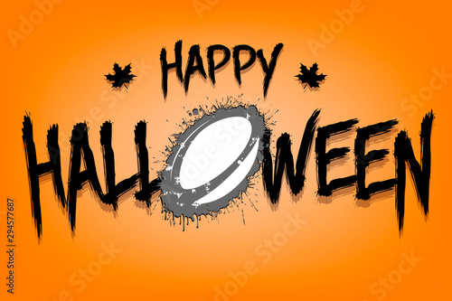 Happy halloween and rugby ball of blots
