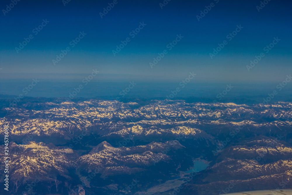 view airplane austrian landscape alps