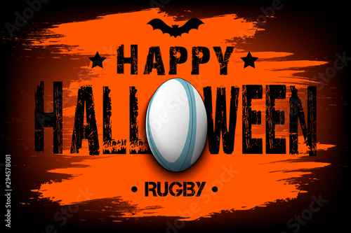 Happy halloween and rugby ball