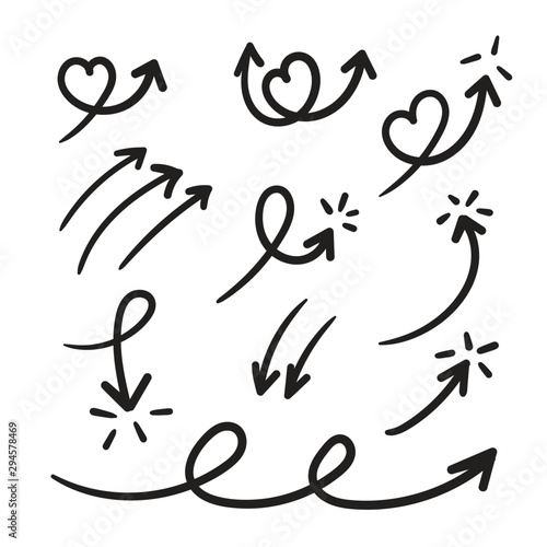 Hand drawn arrow mark icons vector