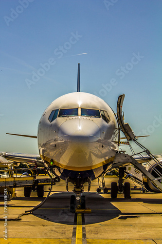 airplane front on airport