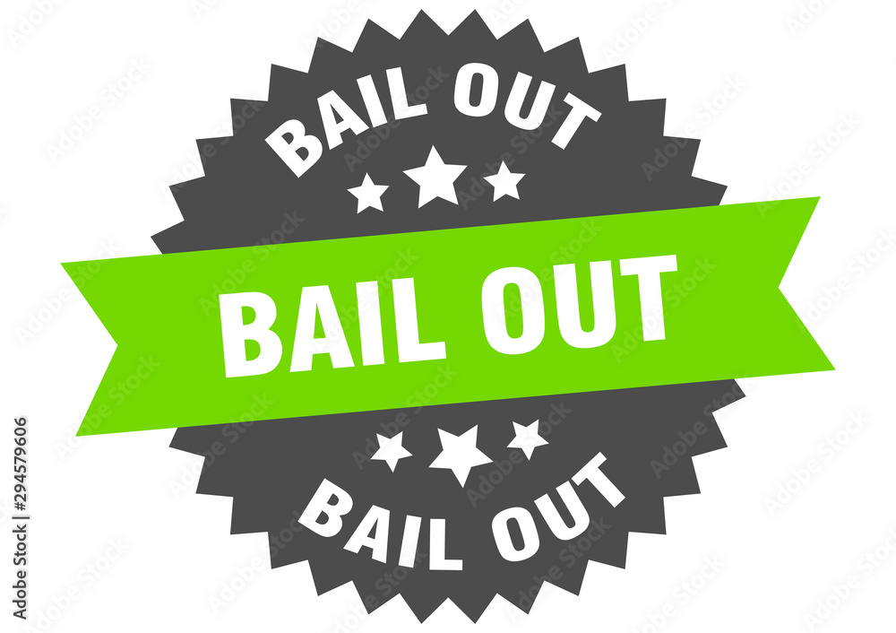 bail out sign. bail out green-black circular band label bail out sign. bail out green-black circular band label