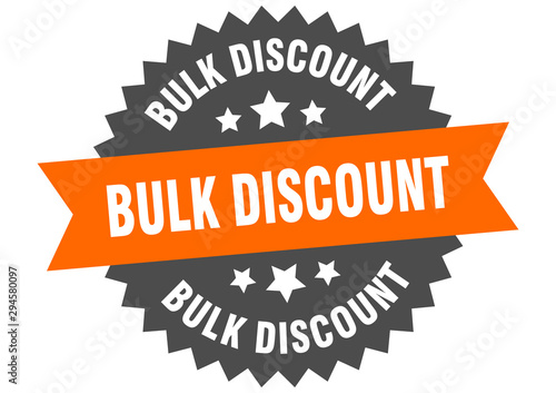 bulk discount sign. bulk discount orange-black circular band label