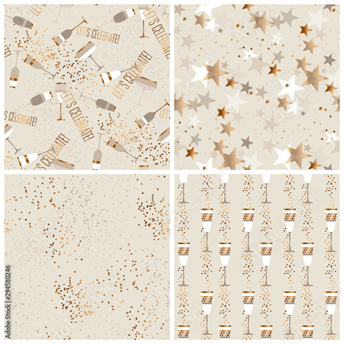 Decorative sparkling champagne seamless pattern