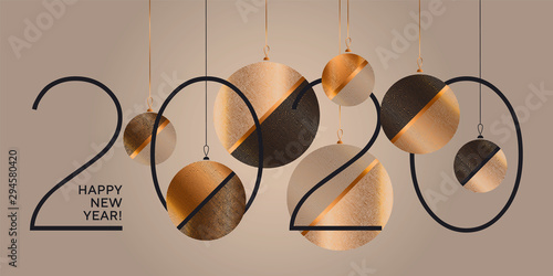 Beige and gold laconic xmas balls for  invitation