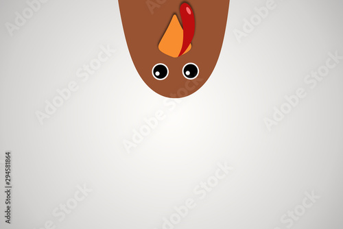 Happy Thanksgiving text Cartoon Turkey on white gradient background Thanksgiving poster. photo