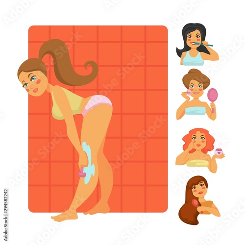 Daily grooming and beauty routine of women