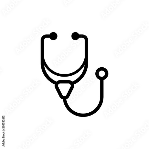Stethoscope icon vector, diagnostic symbol, flat vector sign isolated on white background