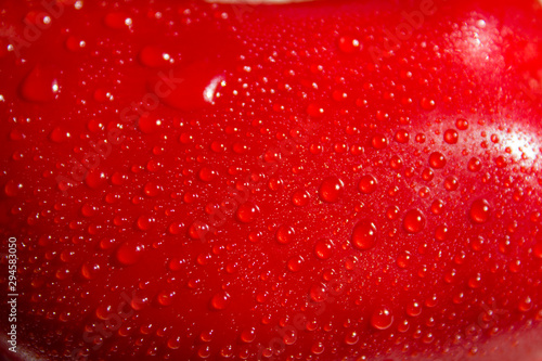 close up Red pepper with waterdrops