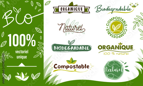 Logo / Label / sticker Bio - compostable - organique - naturel photo