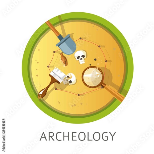Archeology subject studies themed concept logo