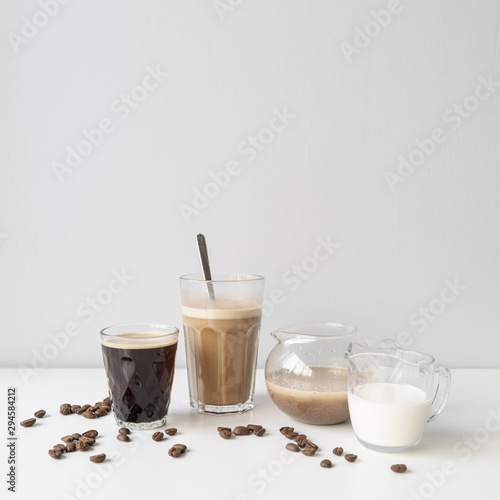 Delicious assortment of glasses with coffee
