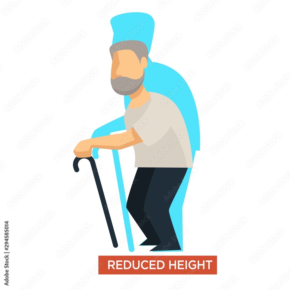 Reduced height aging symptom concept Reduced height aging symptom concept