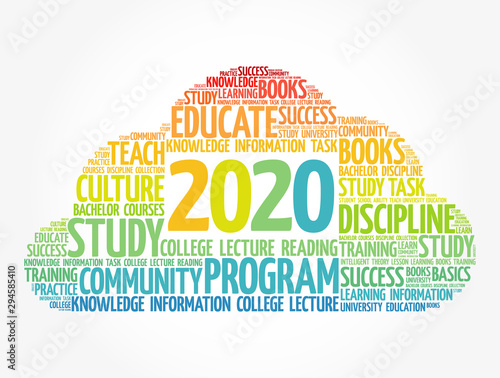 2020 Education word cloud, business concept background