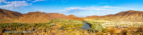 Panorama of Kunene river and Epupa falls, Kaokoland, Namibia, Africa photo