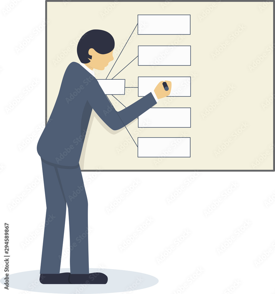 businessman at the blackboard with a diagram businessman at the blackboard with a diagram