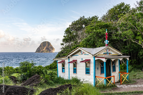 Konstfotografi Le Diamant, Martinique, FWI - The House of the convict (Maison du Bagnard) and D