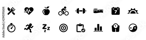 Health, Fitness, and Nutrition Icon Set (vector icons)