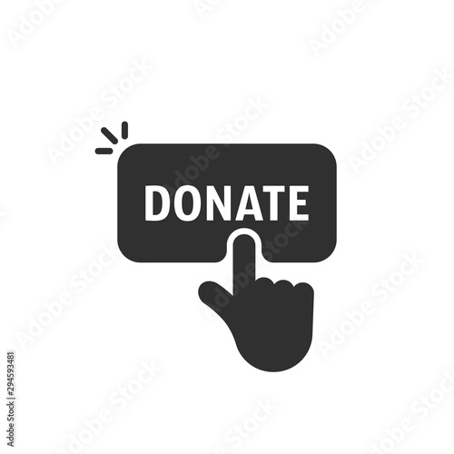 black hand push on donate button