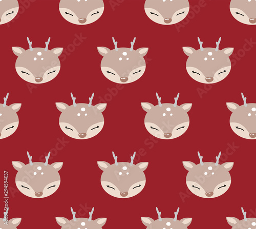 Fototapeta Naklejka Na Ścianę i Meble -  Cute cartoon seamless pattern with deer. .