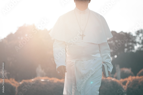 Fotografia Pope walks at the end of the day in the garden