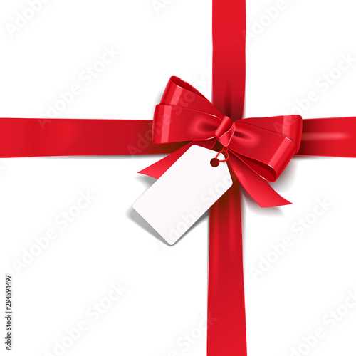 Vector Red Bow with White Label