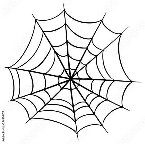 Graphic black and white halloween spider cobweb. Isolated on white background. Vector icon.