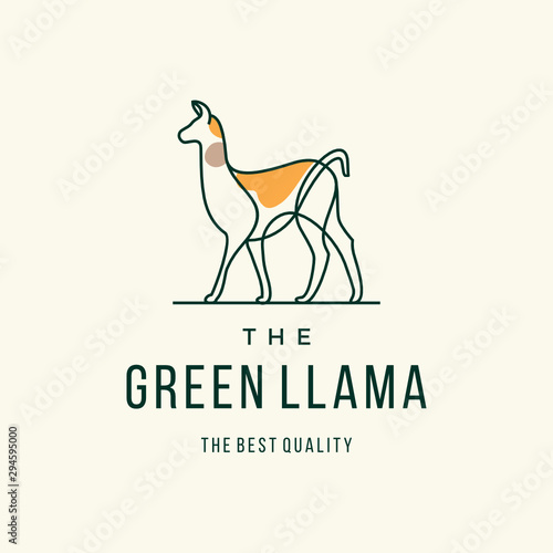 Llama logo vector icon illustration line outline monoline Abstract animal custom logo design