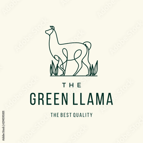 Llama logo vector icon illustration line outline monoline custom logo design