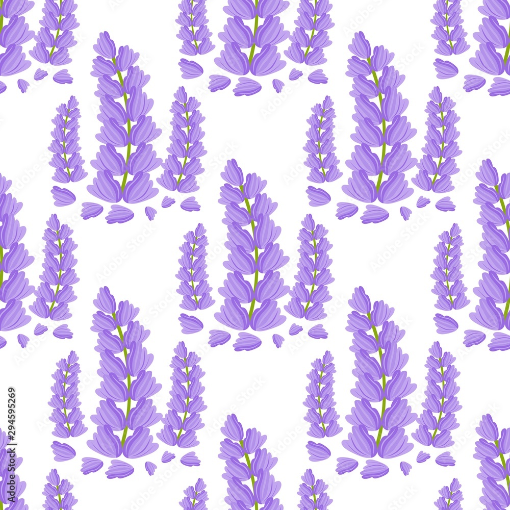 pattern of lilac flowers on a white background