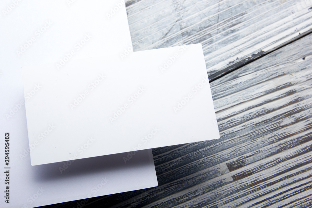 Business cards blank. Mockup on color background. Flat Lay. copy space for text Business cards blank. Mockup on color background. Flat Lay. copy space for text