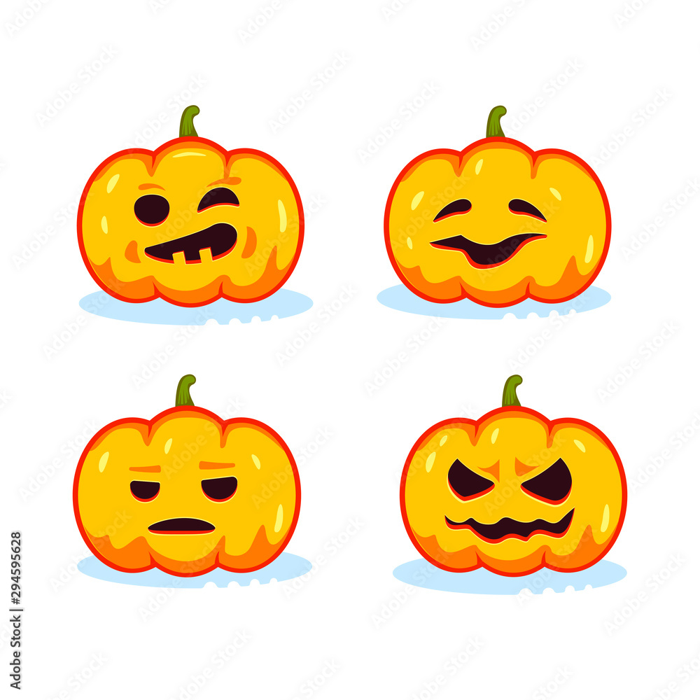 Pumkin head set for an autumn celebration of Halloween. Cartoon vector illustration. Pumkin head set for an autumn celebration of Halloween. Cartoon vector illustration.