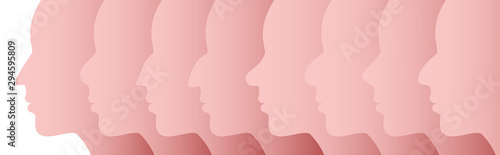 Set of abstract silhouette of human head in profile with different forms of nose. Vector illustration.
