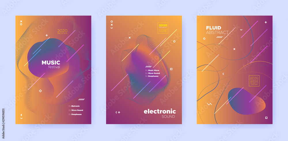 Abstract Flow Shapes. Disco Club Party Flyer. 