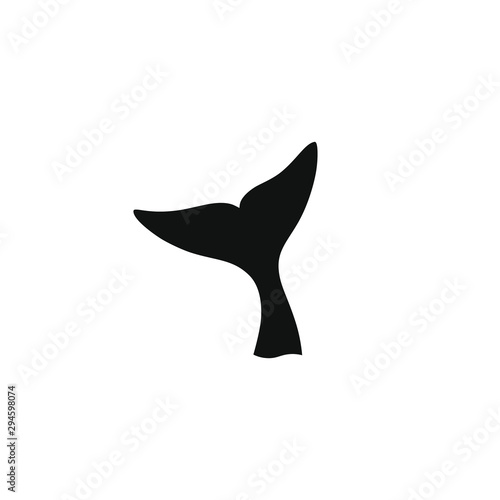 Whale tail graphic icon. Whale tail black sign isolated on white background. Sea life symbol. Logo. Vector illustration photo