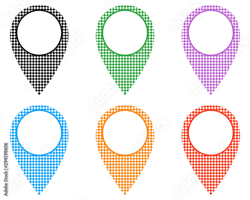 Pins aus unterschiedlichen Mustern