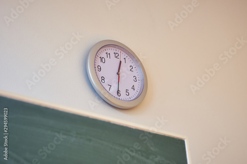 School classroom with green Blackboard