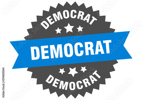 democrat sign. democrat blue-black circular band label