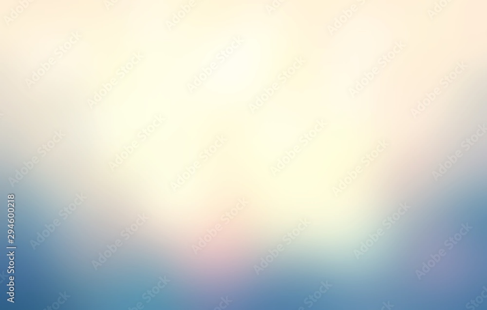 Imaginary abstract soft pattern. Wonderful blue pink smoky bottom on yellow light background. Dream nature plain illustration.