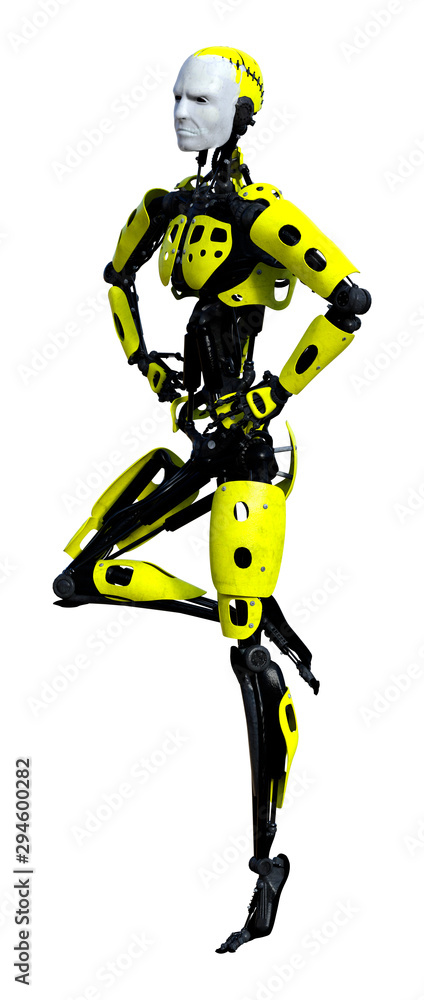 3D Rendering Male Robot on White 3D Rendering Male Robot on White