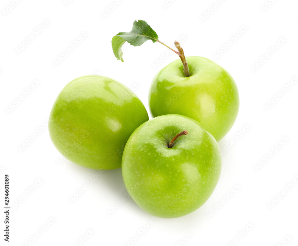 Fresh ripe apples on white background