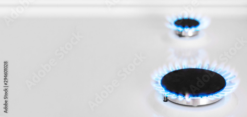Banner. Gas-burner, natural gas in the house. Bhutan, propane