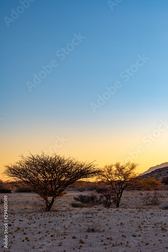 Coucher de soleil a Spitzkoppe en Namibie, Afrique © Pierre vincent