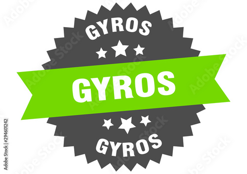 gyros sign. gyros green-black circular band label