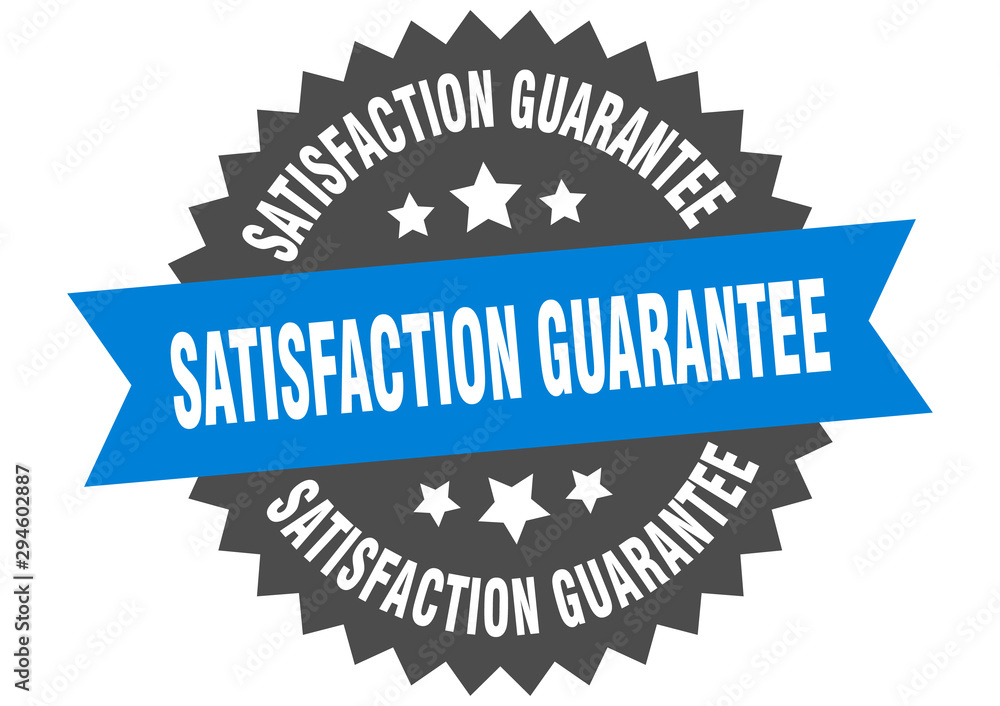 satisfaction guarantee sign. satisfaction guarantee blue-black circular band label
