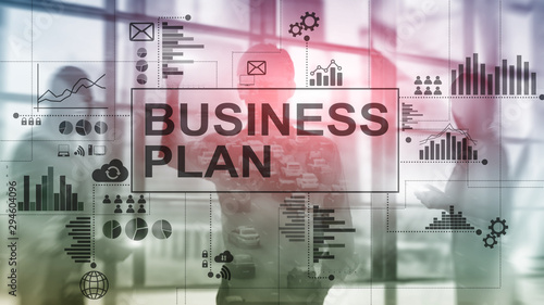 Double exposure Business plan and strategy concept. photo