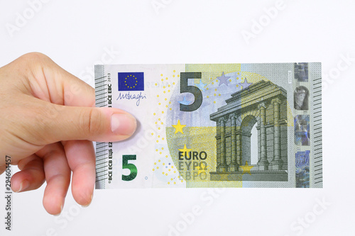 hand holding a European currency bank note photo