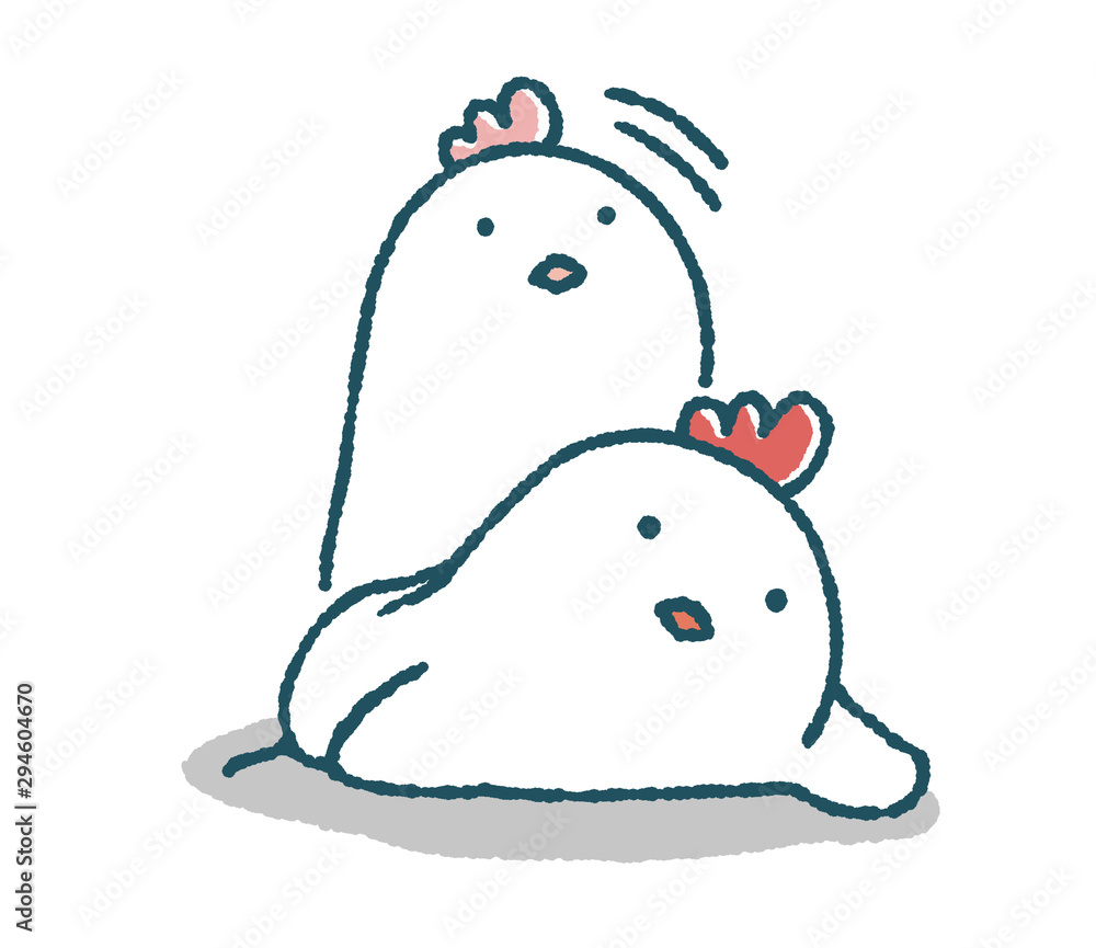 ゆるいにわとりは起き上がると魂が分離した Stock イラスト Adobe Stock