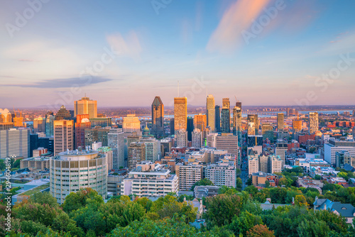 Montreal from top view at sunset in Canada photo