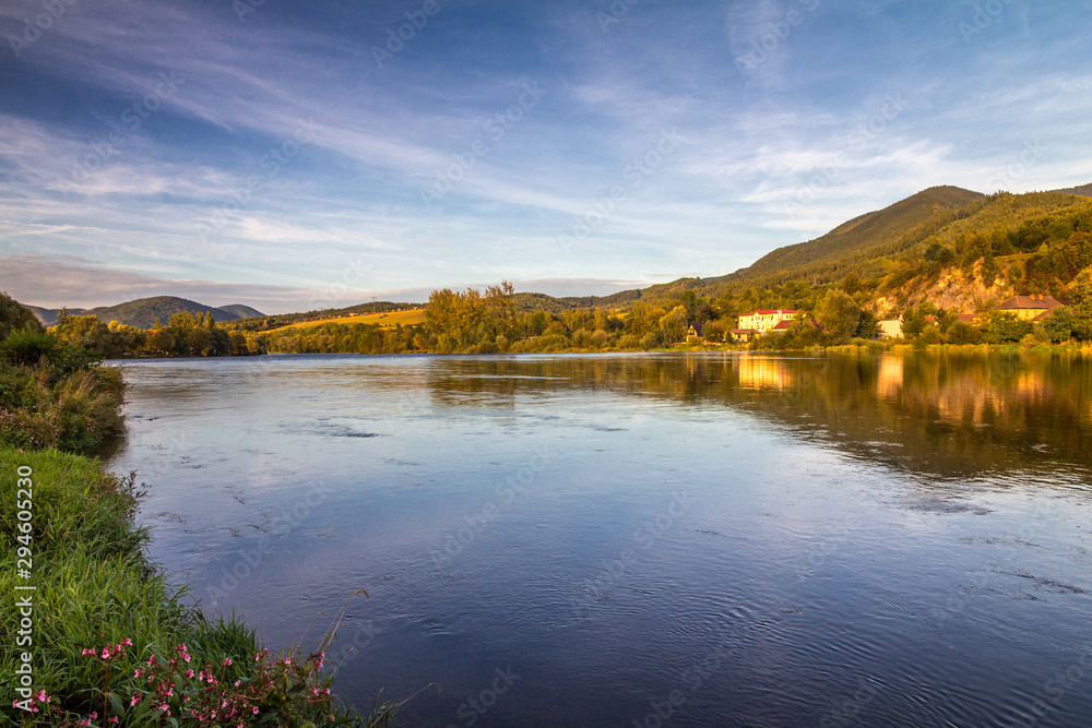 Landscape with the river Vah in the north of Slovakia, Europe. Landscape with the river Vah in the north of Slovakia, Europe.